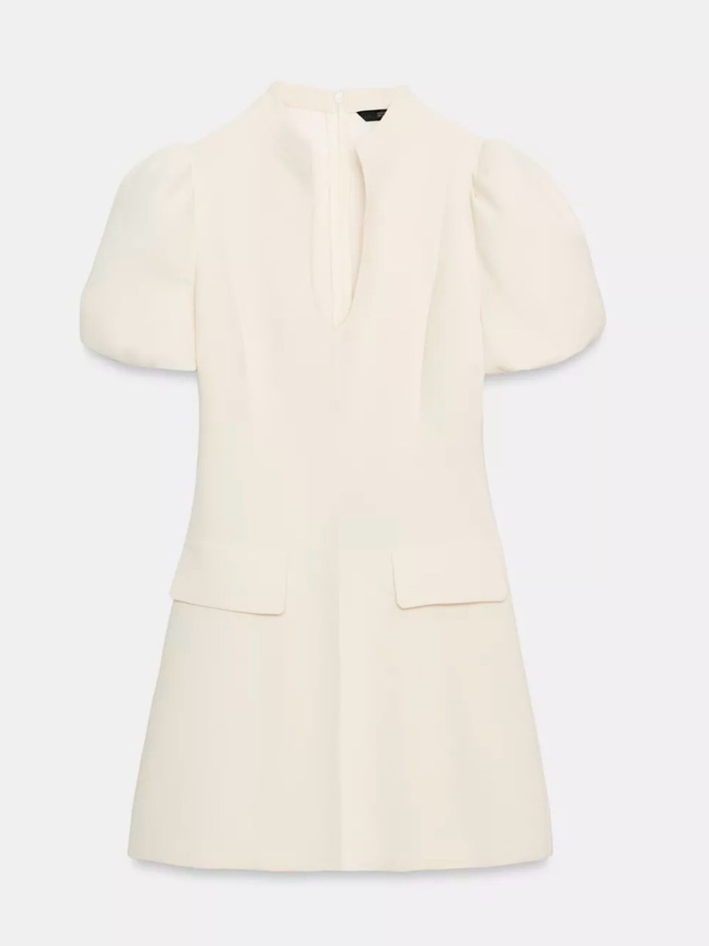 Zara Cream Mini Dress with Puff Sleeves